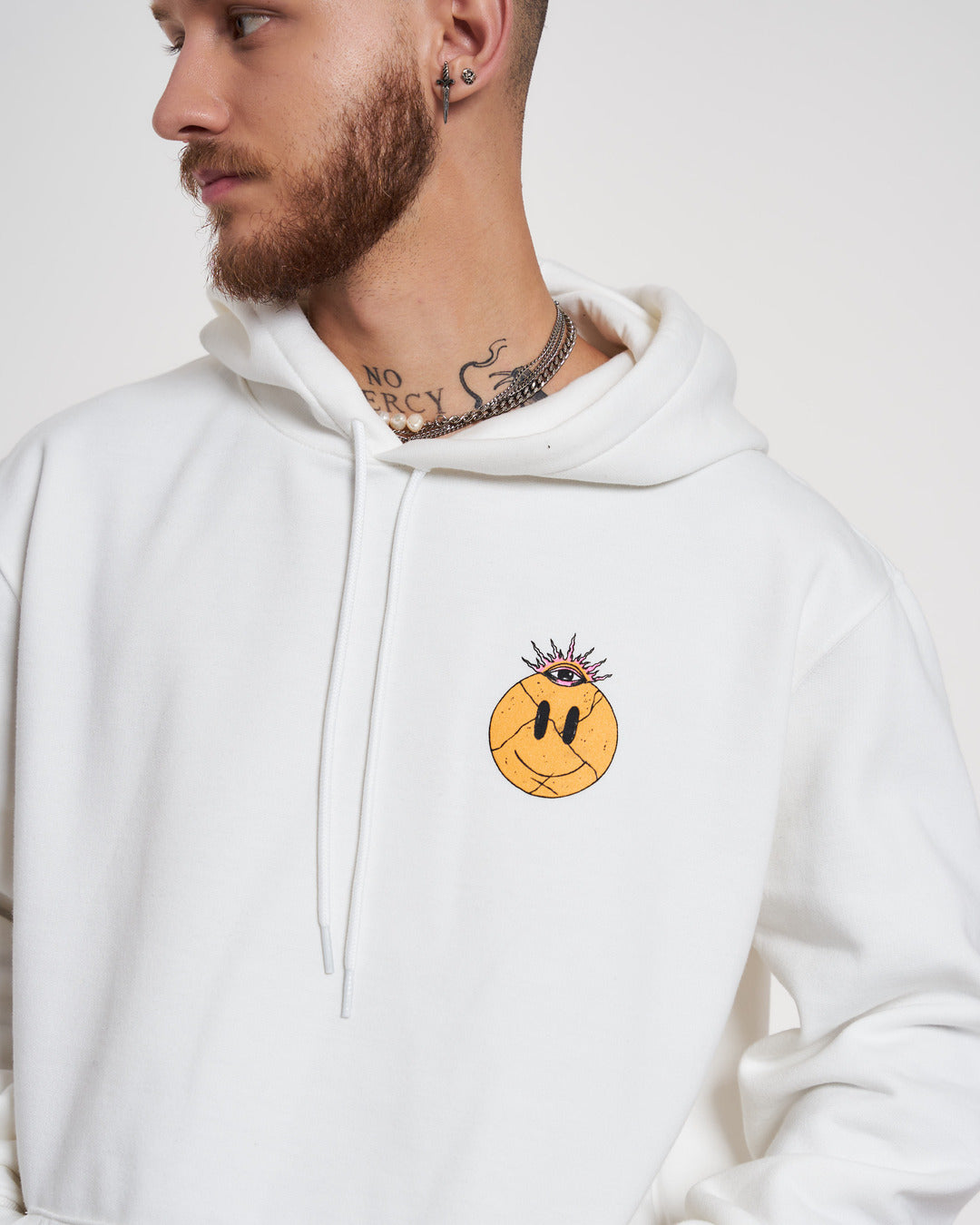Sweatshirt Kangaroo Hooded - Feelings Off White