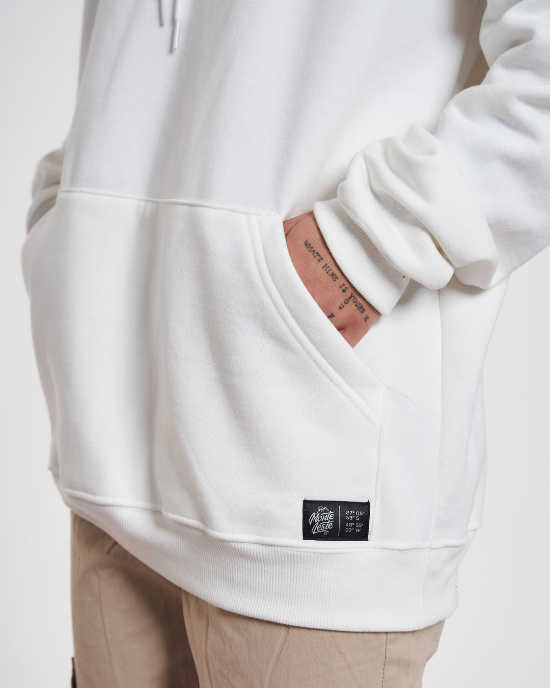 Sweatshirt Kangaroo Hooded - Feelings Off White