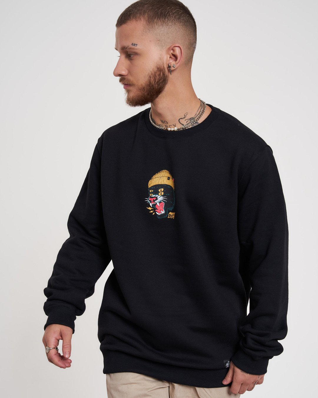 Pullover Sweatshirt Crew Neck - Panther Black