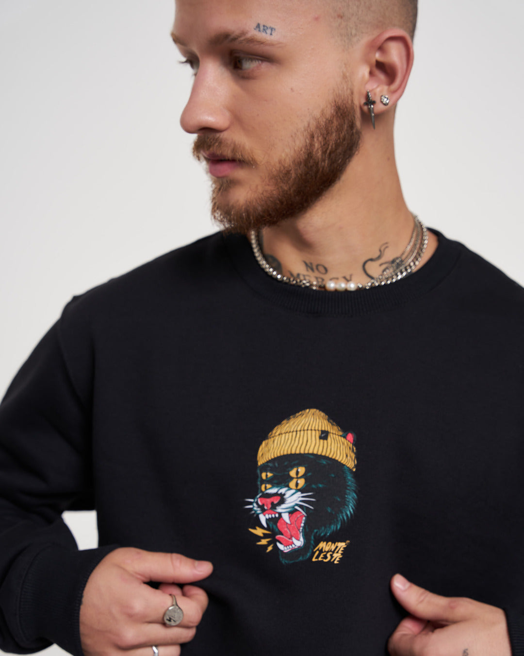 Pullover Sweatshirt Crew Neck - Panther Black