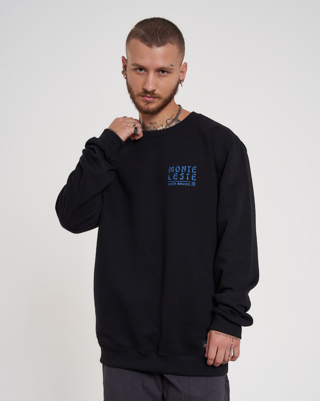 Pullover Sweatshirt Crew Neck - China Black