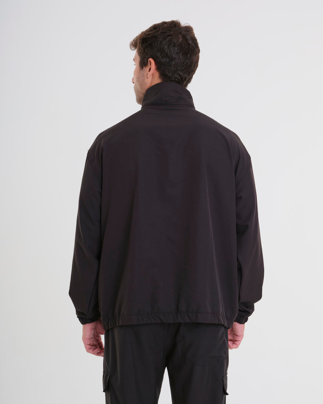 High Collar Elastic Jacket - Black