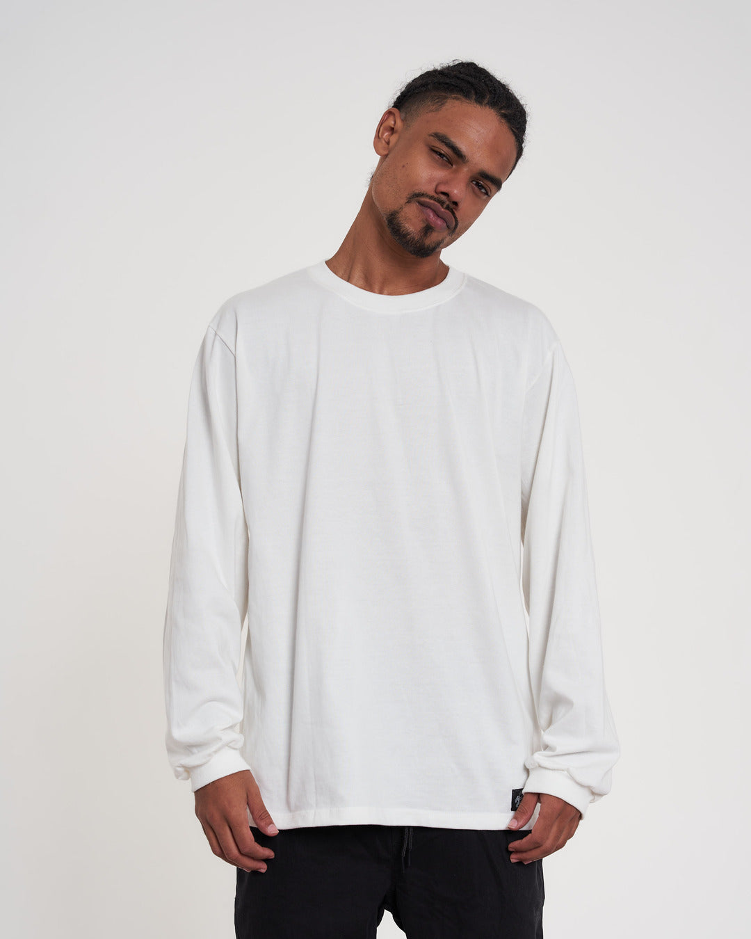 Long Sleeve Plain T-Shirt - Off White