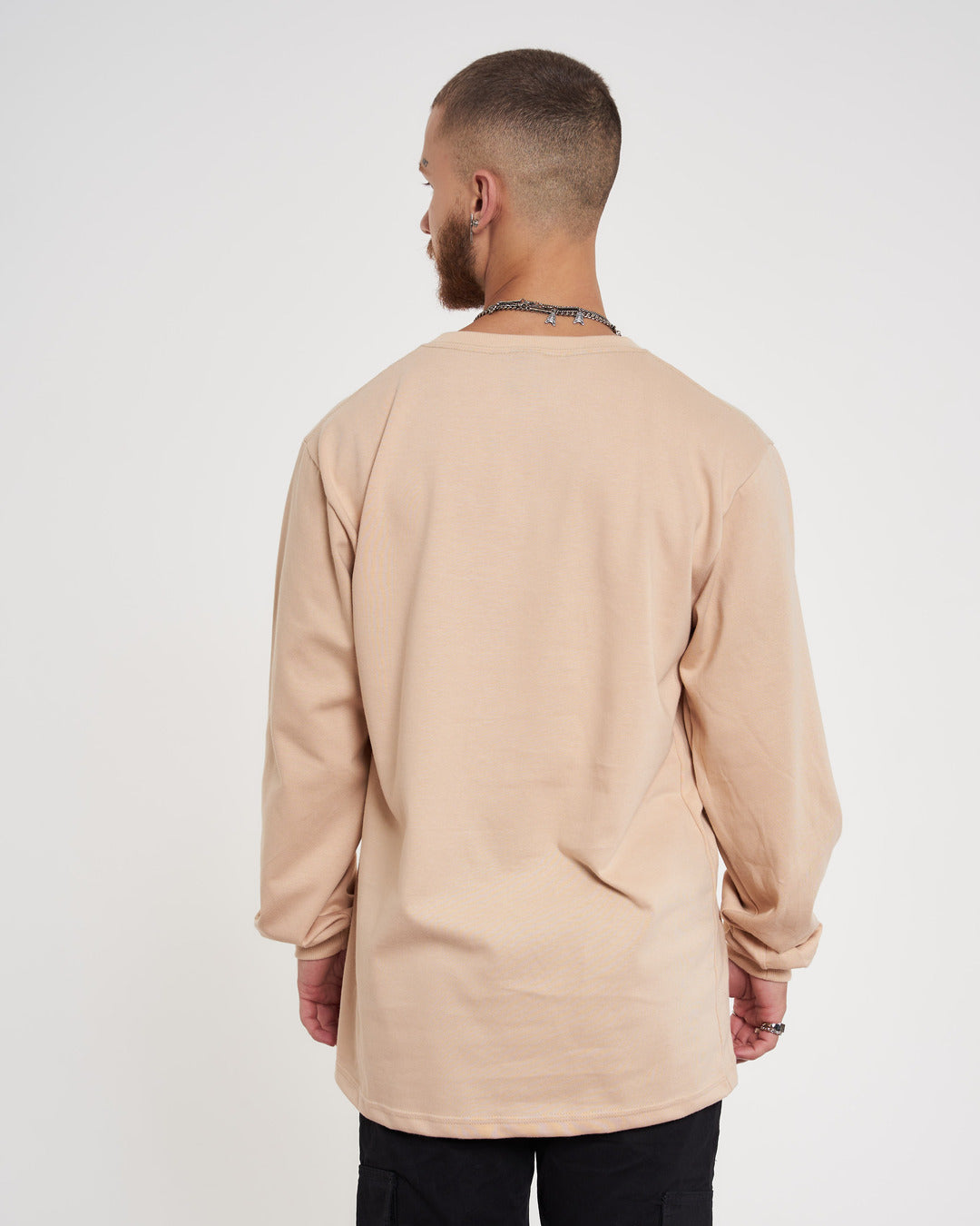Long Sleeve Plain T-Shirt - Sand