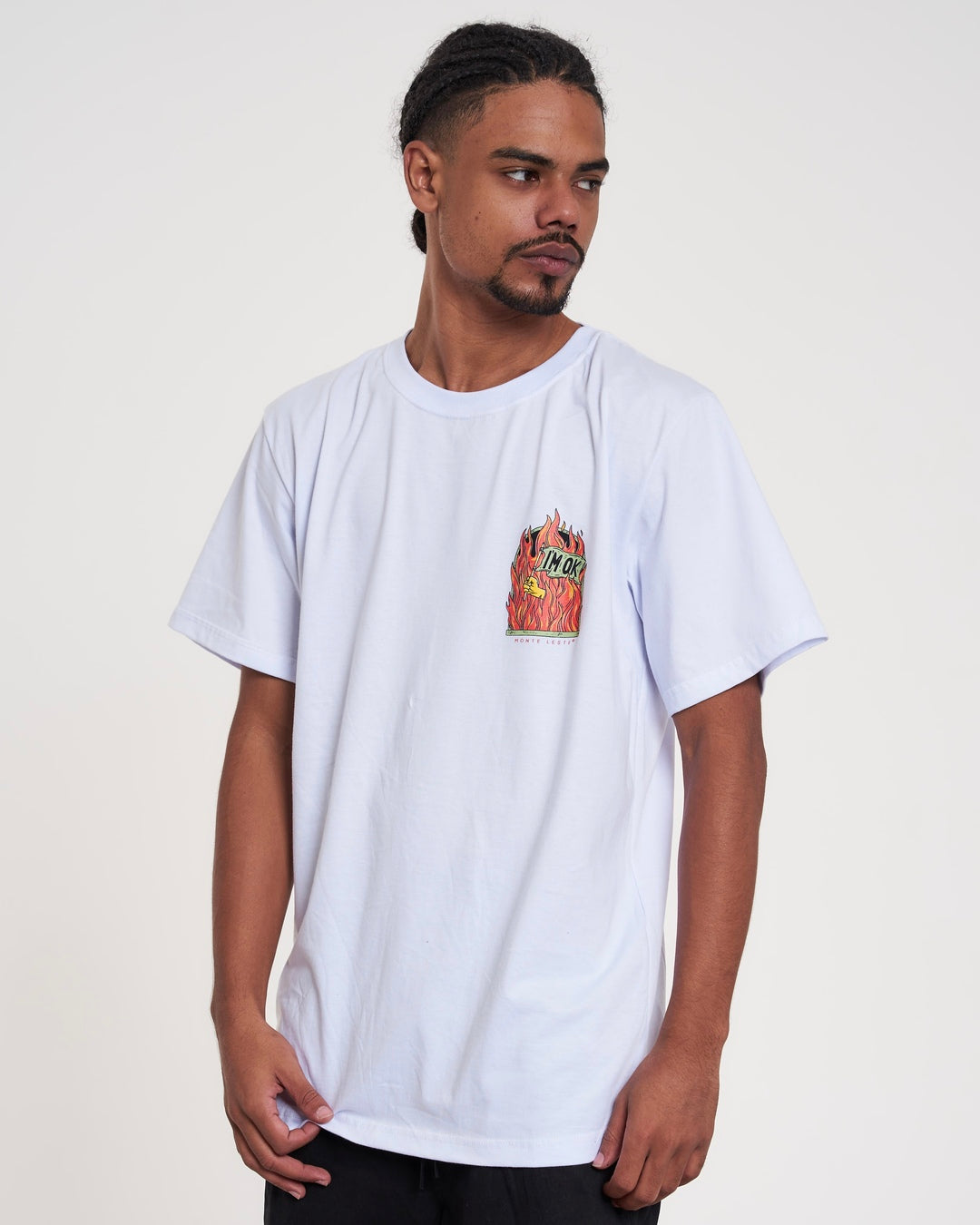 T-Shirt Regular Printed - Flag Fire White