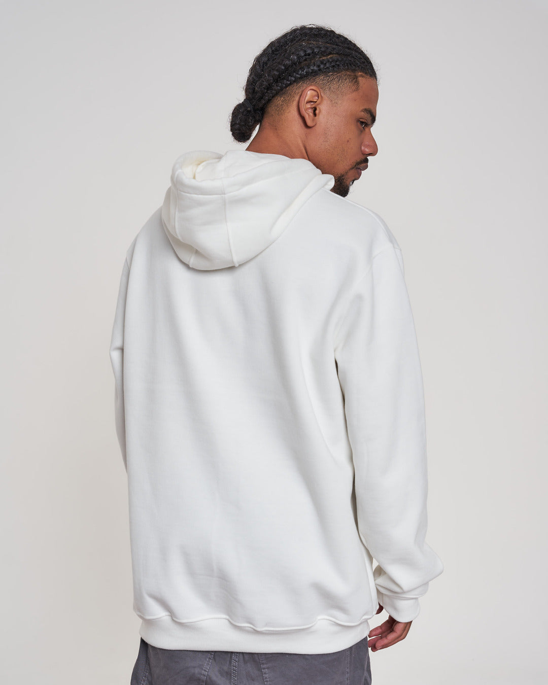 Sweatshirt Kangaroo Hooded - Off White Plain