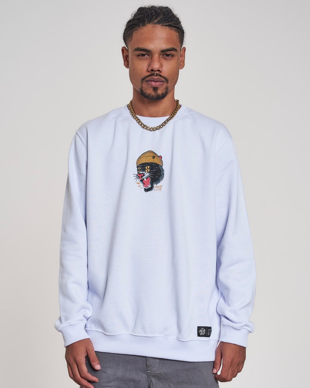 Pullover Sweatshirt Crew Neck - Panther White