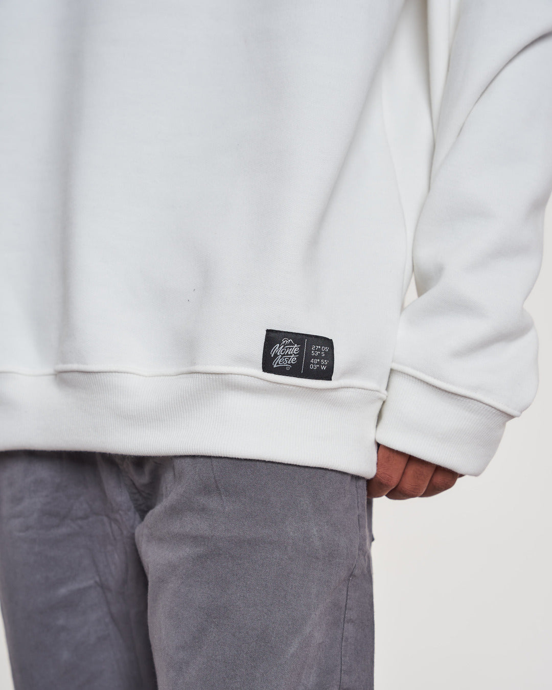 Pullover Sweatshirt Crew Neck - Off White Plain