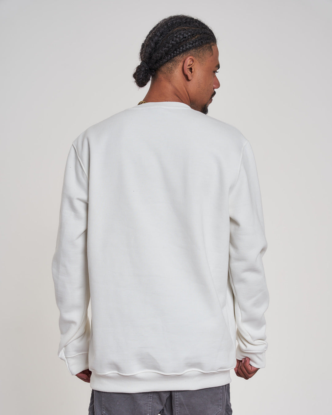 Pullover Sweatshirt Crew Neck - Off White Plain
