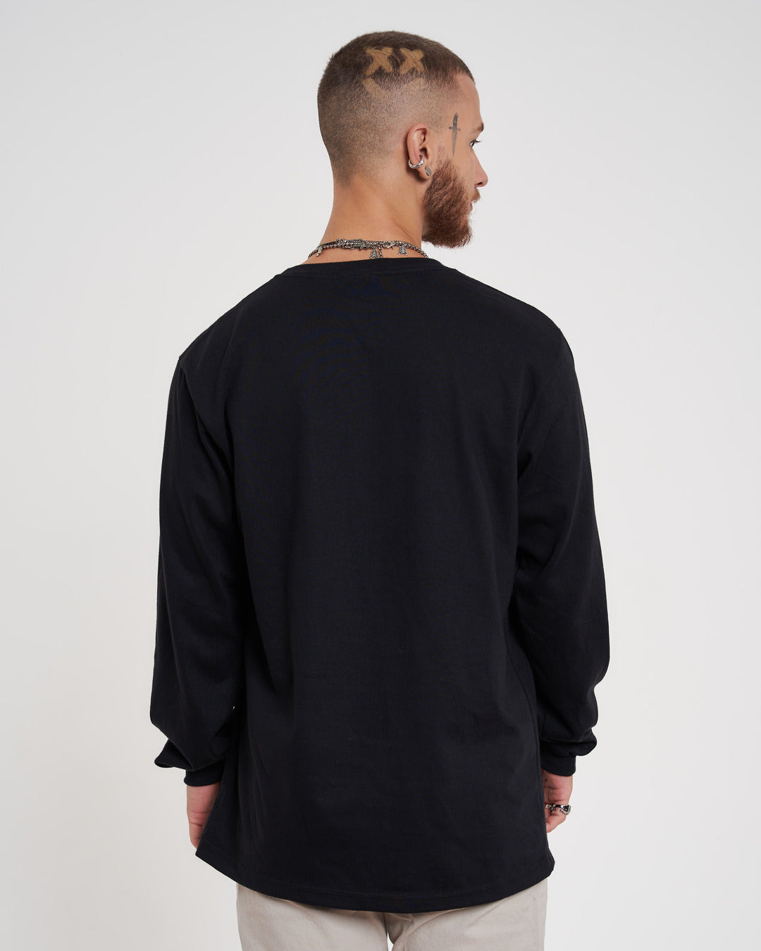 Long Sleeve Printed T-Shirt - Alien Black