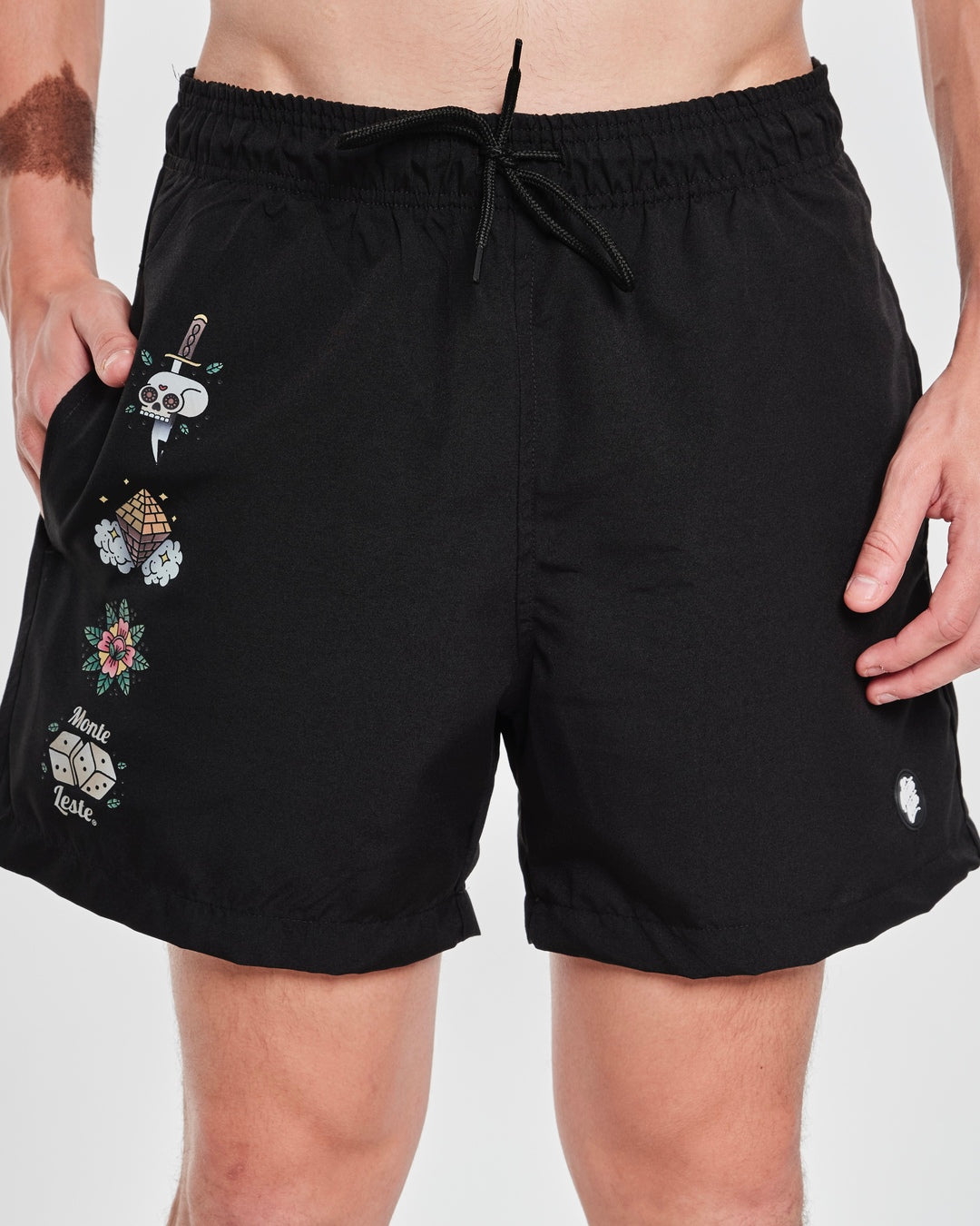Shorts Water Wave - Skull Black