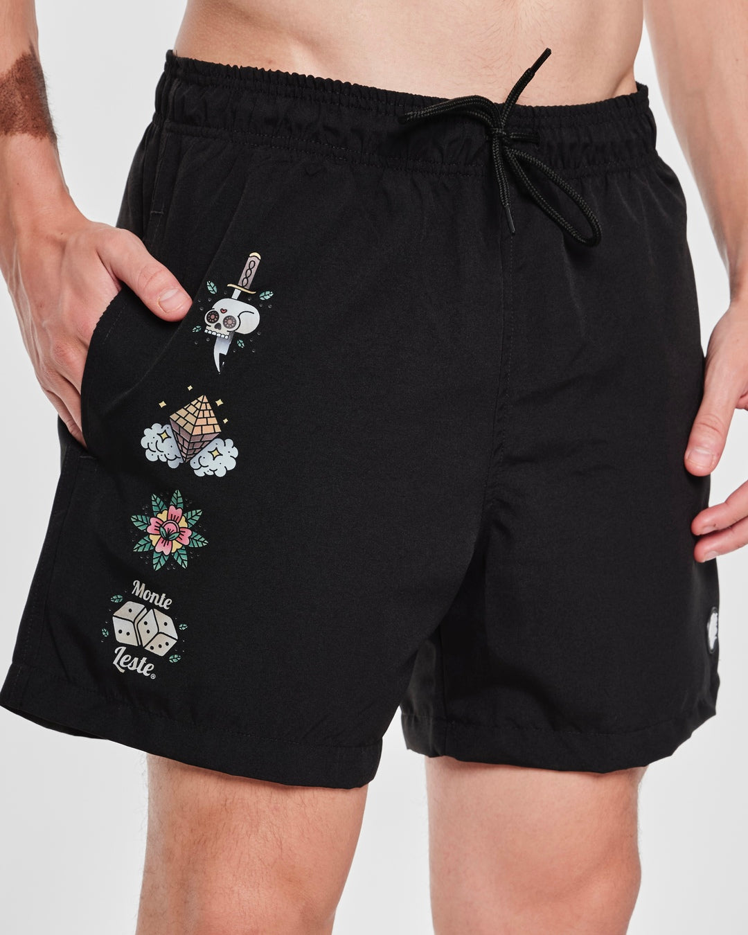 Shorts Water Wave - Skull Black