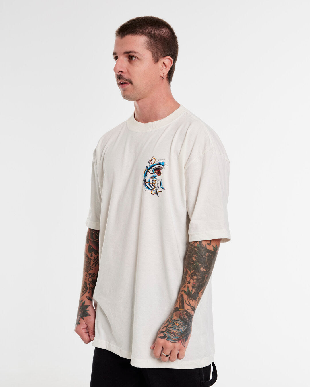 T-Shirt Oversized Printed Hunted - Off White