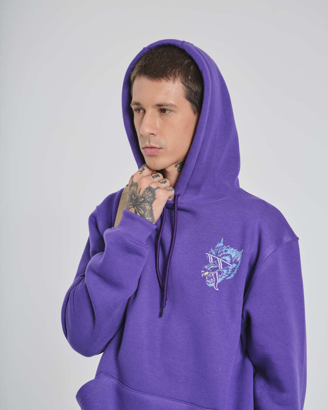 Sweatshirt Kangaroo Hooded - Glasses Purple