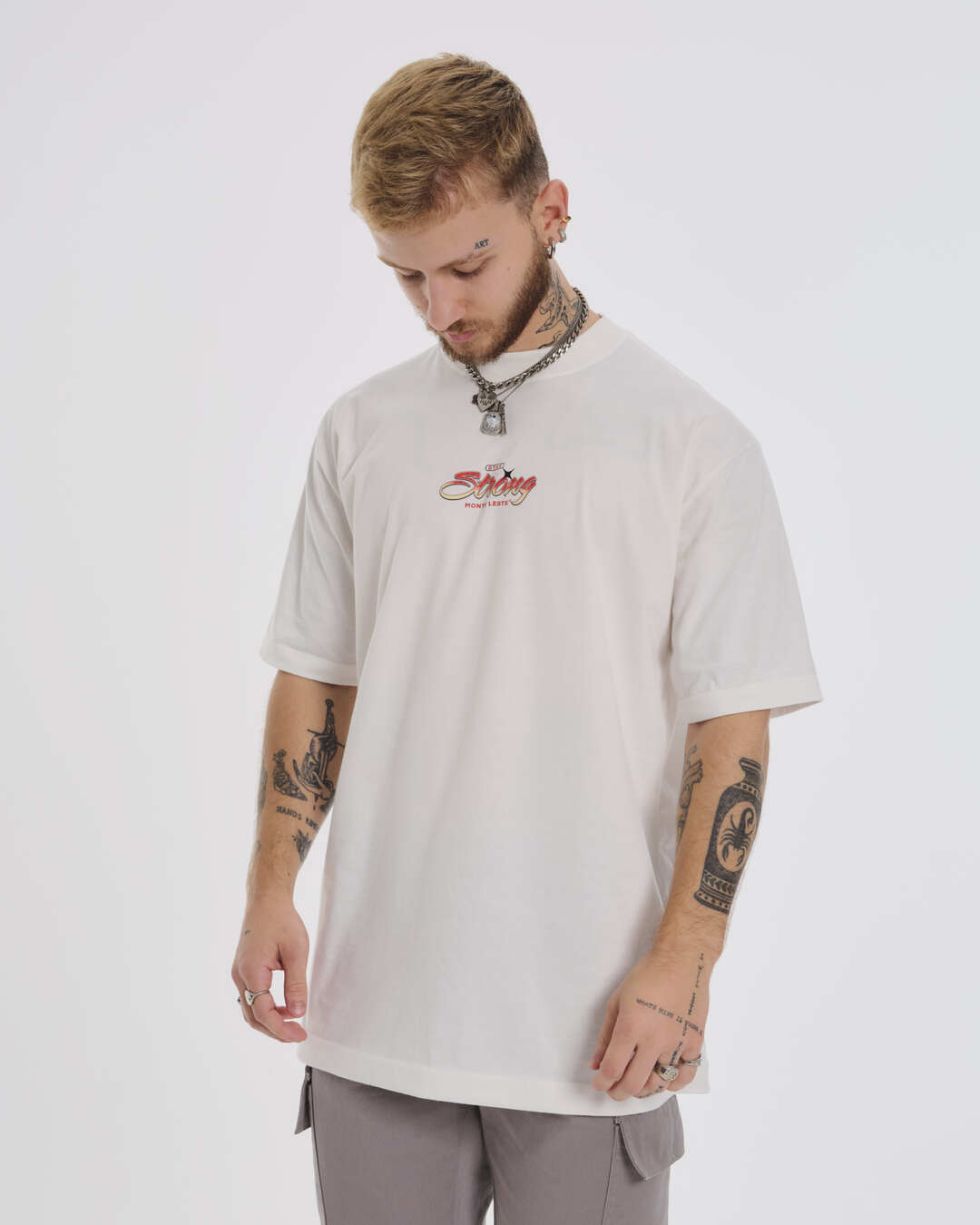 T-Shirt Oversized Printed Strong - Off White