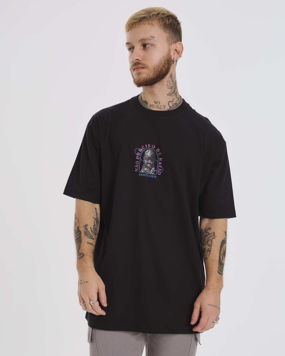 T-Shirt Oversized Printed RazA£o - Black