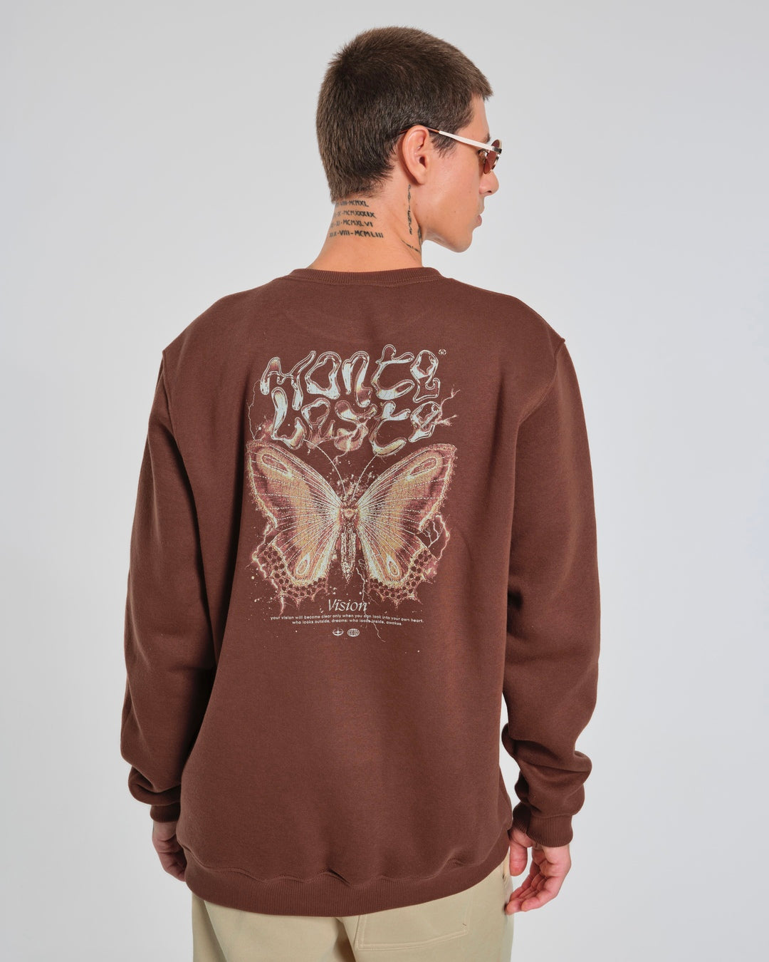 Pullover Sweatshirt Crew Neck - Butterfly Brown
