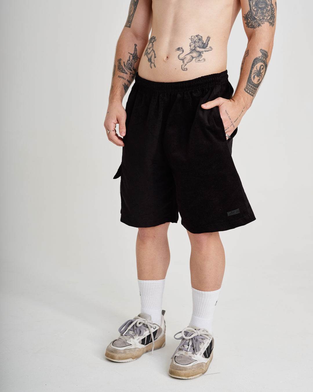 Shorts Corduroy Cargo - Black