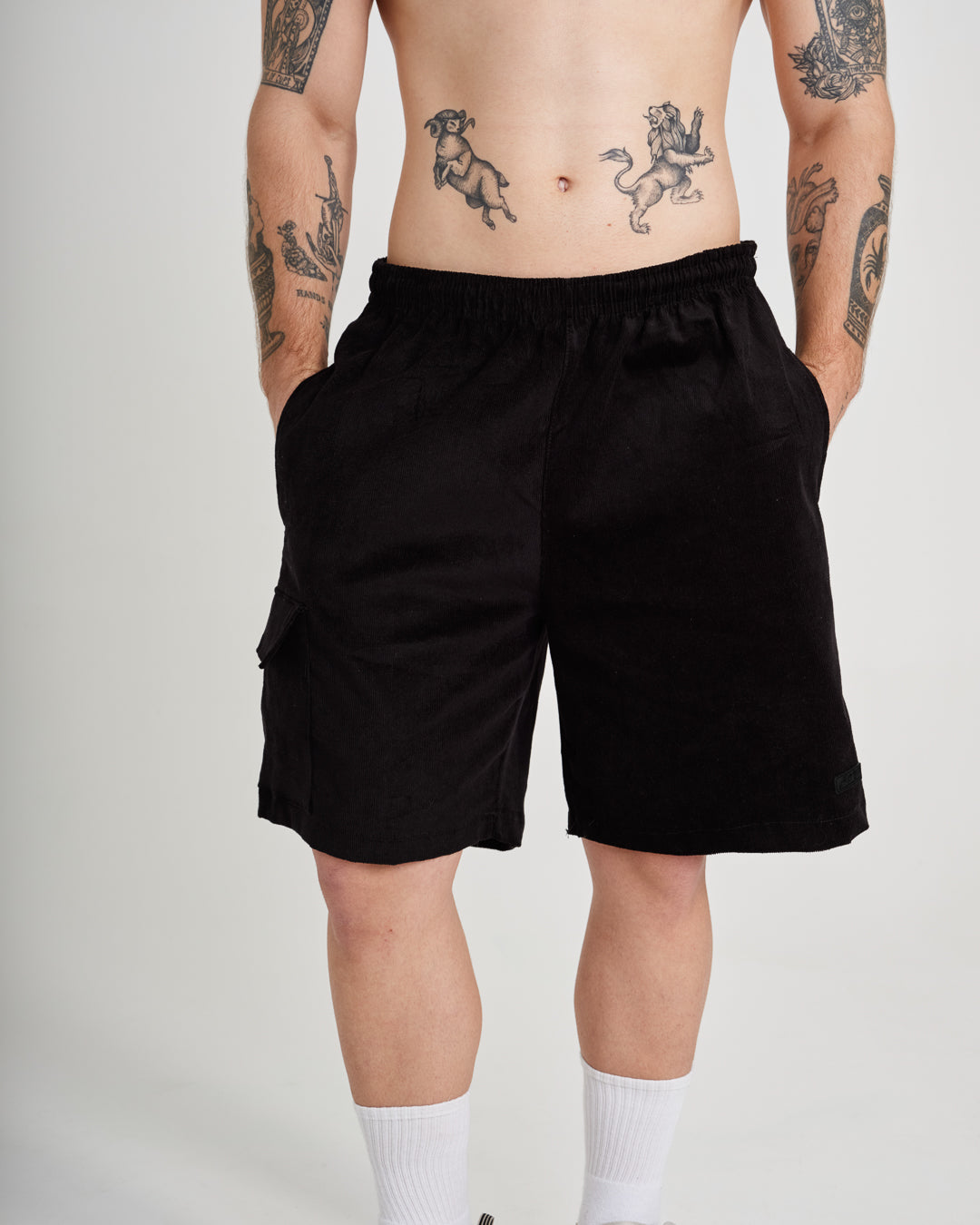 Shorts Corduroy Cargo - Black