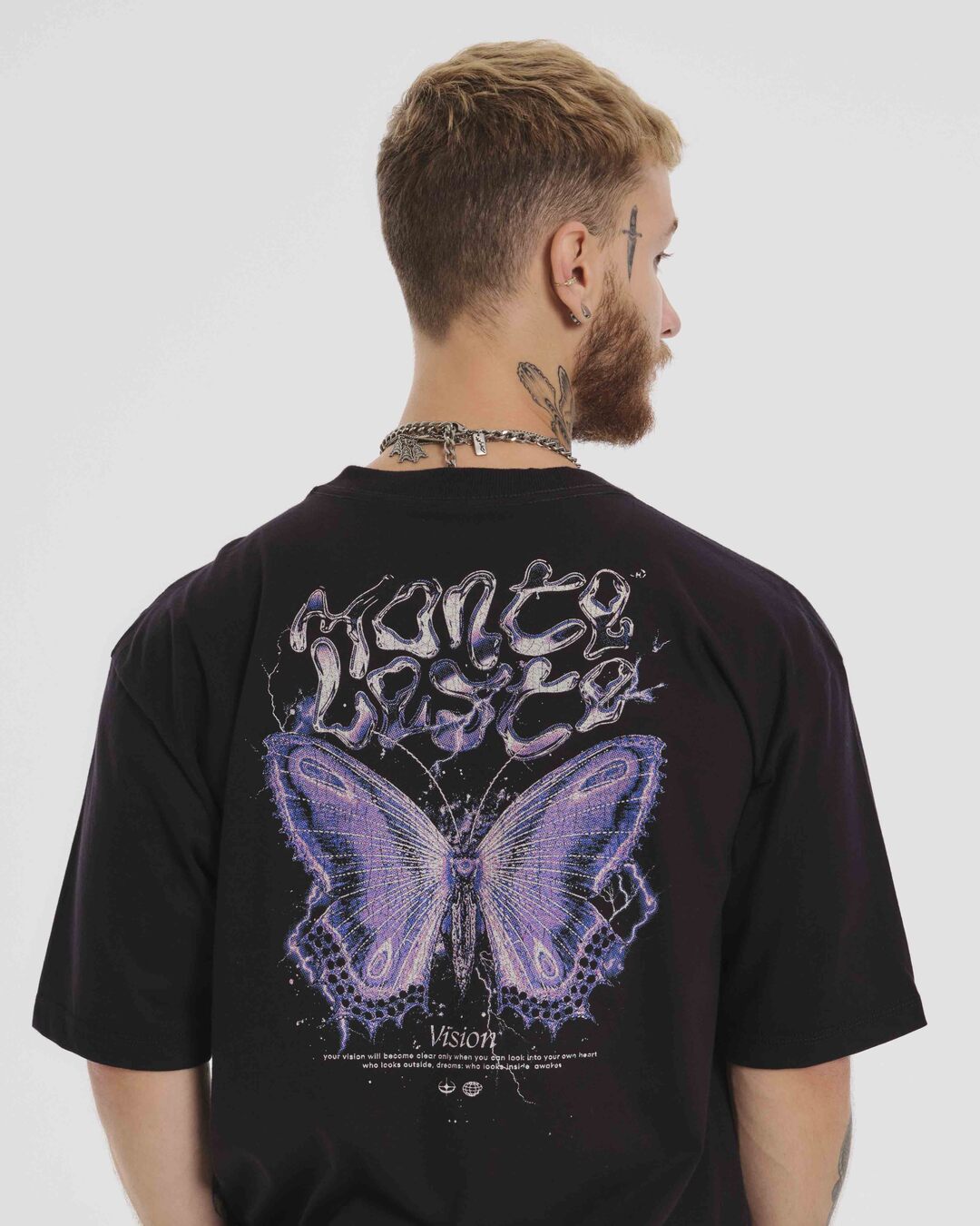 T-Shirt Oversized Printed Butterfly - Black