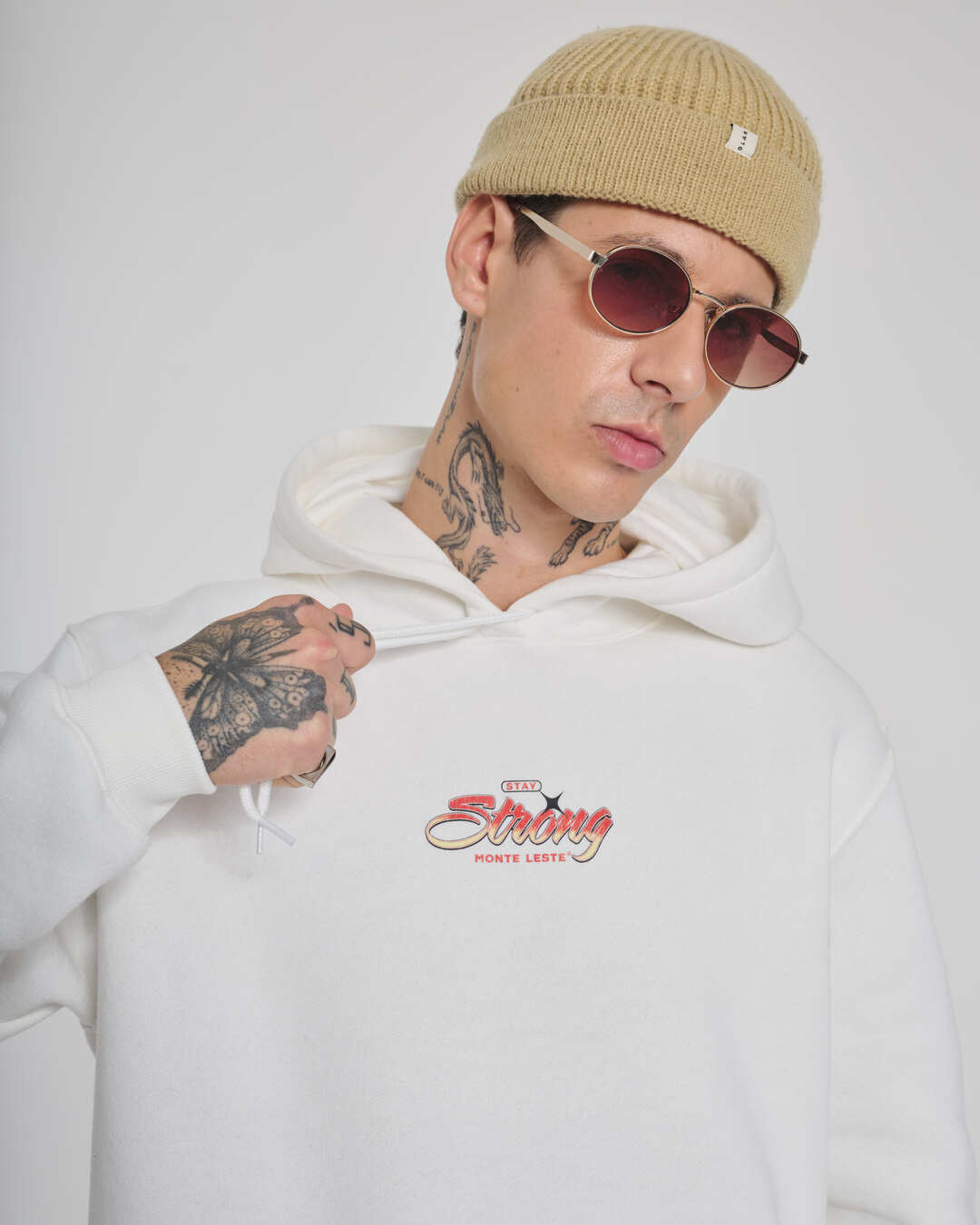Sweatshirt Kangaroo Hooded - Strong Off White