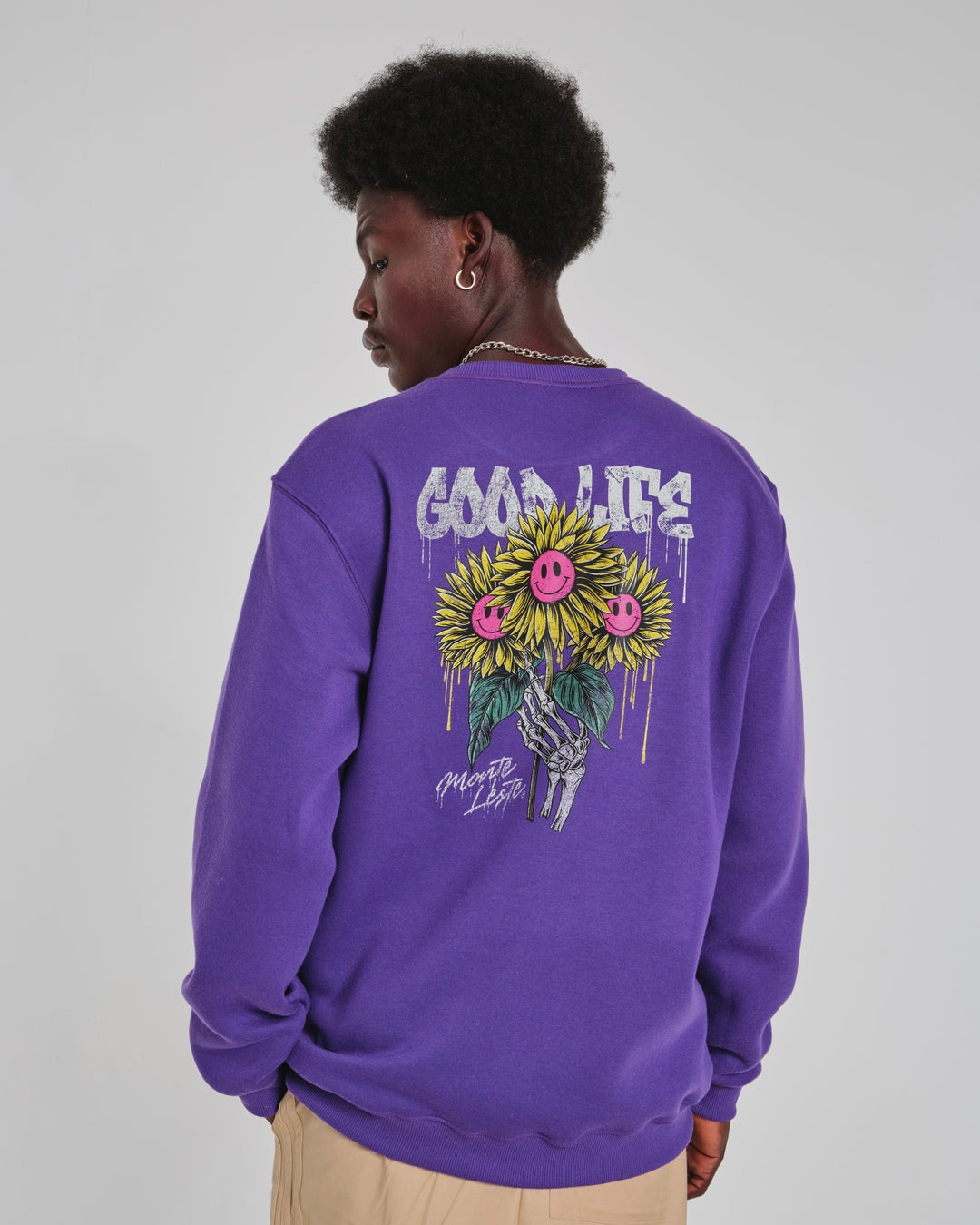 Pullover Sweatshirt Crew Neck - Good Life Purple