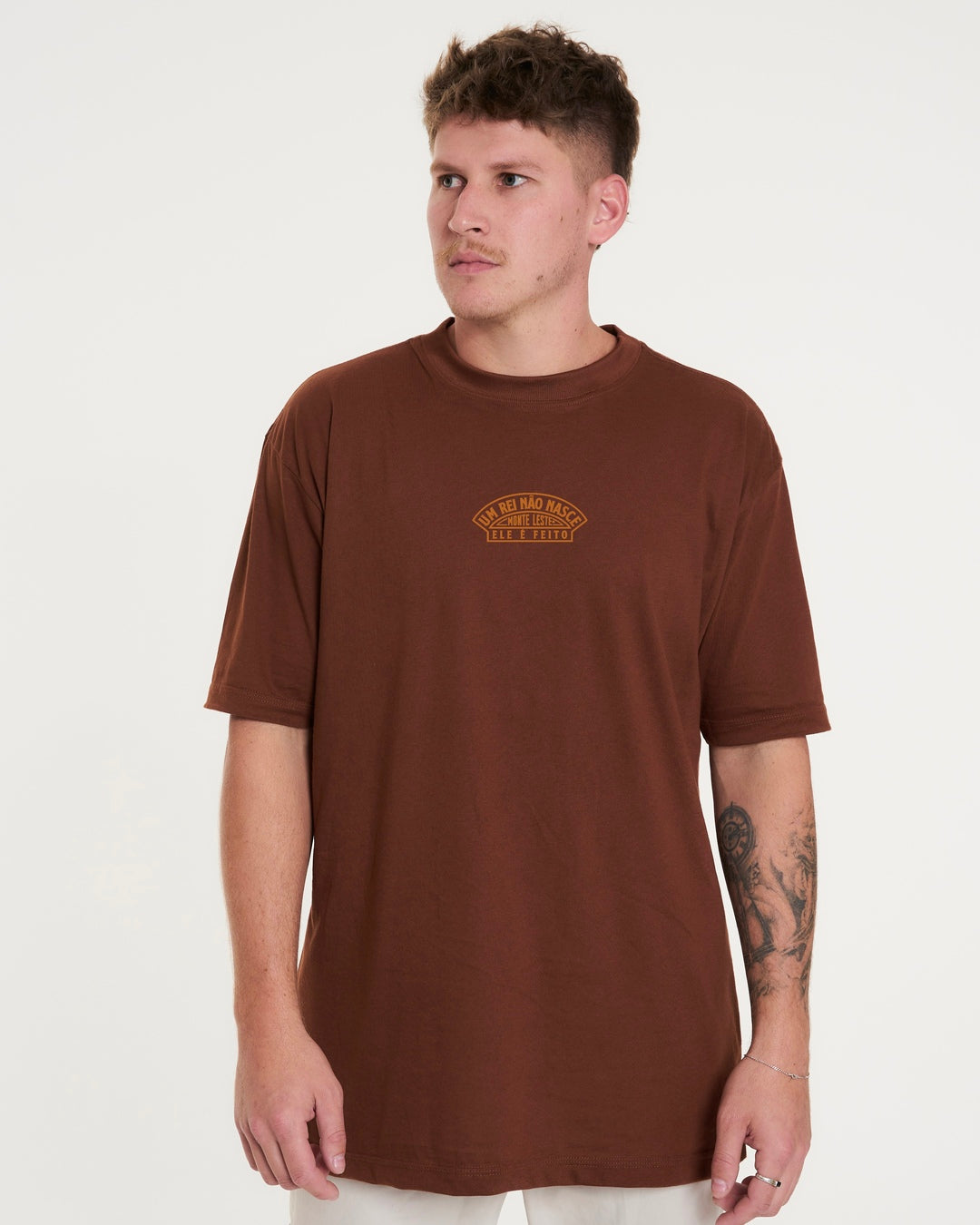 T-Shirt Oversized Printed Lion - Brown