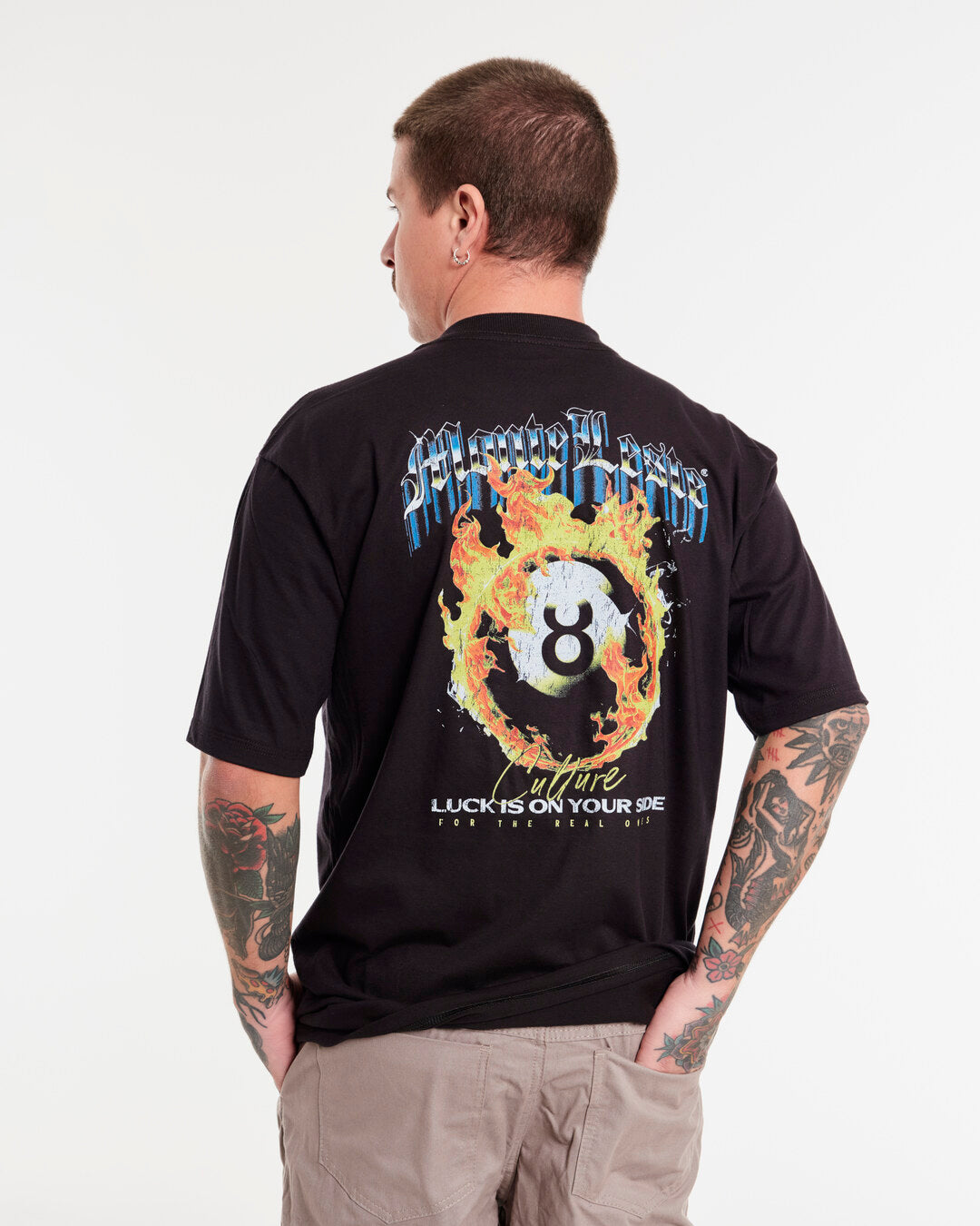 T-Shirt Oversized Printed Luck - Black