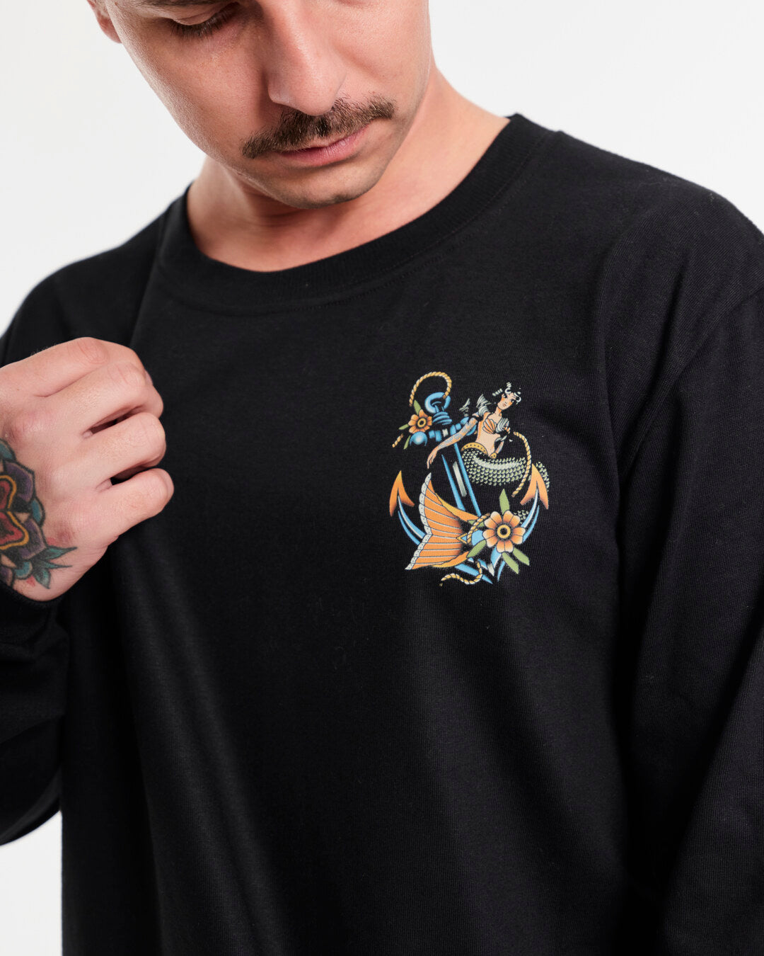 Long Sleeve Printed T-Shirt - Maid Black