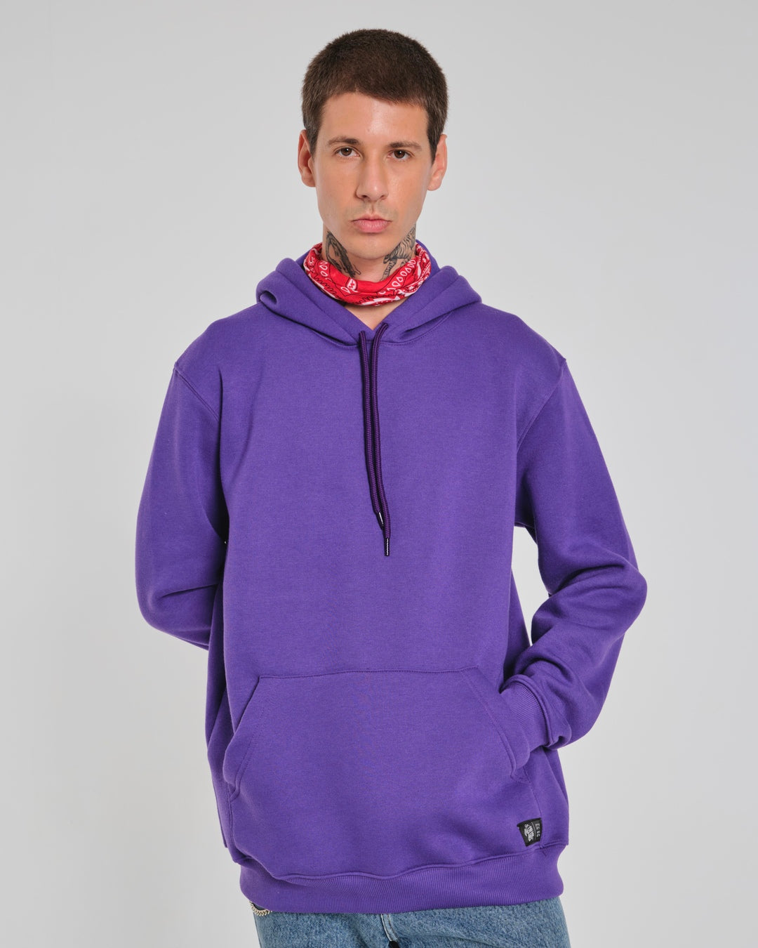 Sweatshirt Kangaroo Hooded - Purple Plain