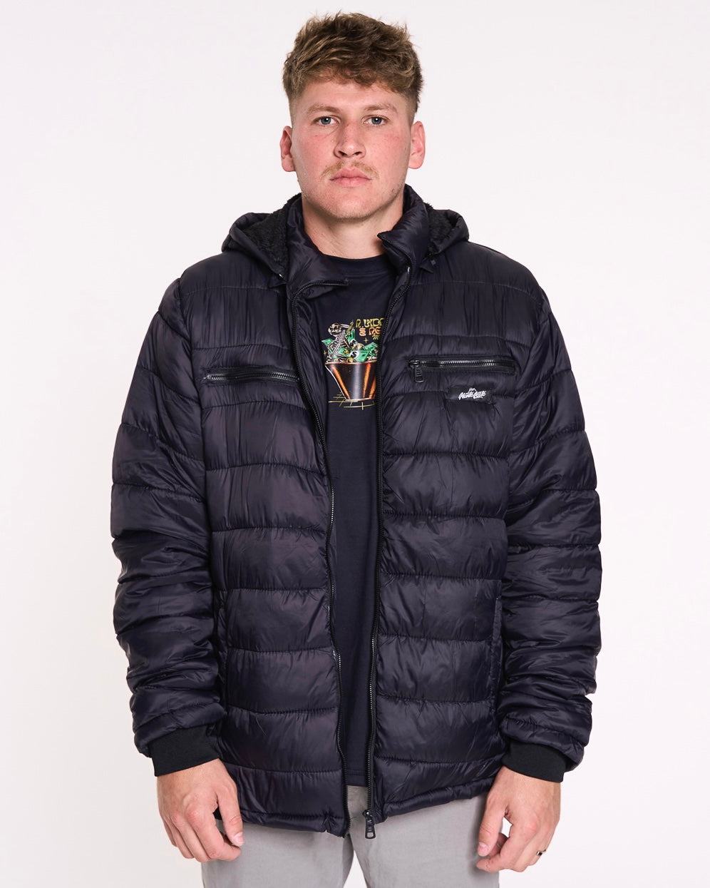 Storm Fleece-Lined Bomber Jacket - Black