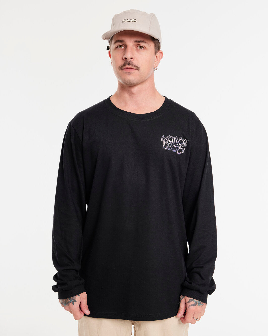 Long Sleeve Printed T-Shirt - Butterfly Black