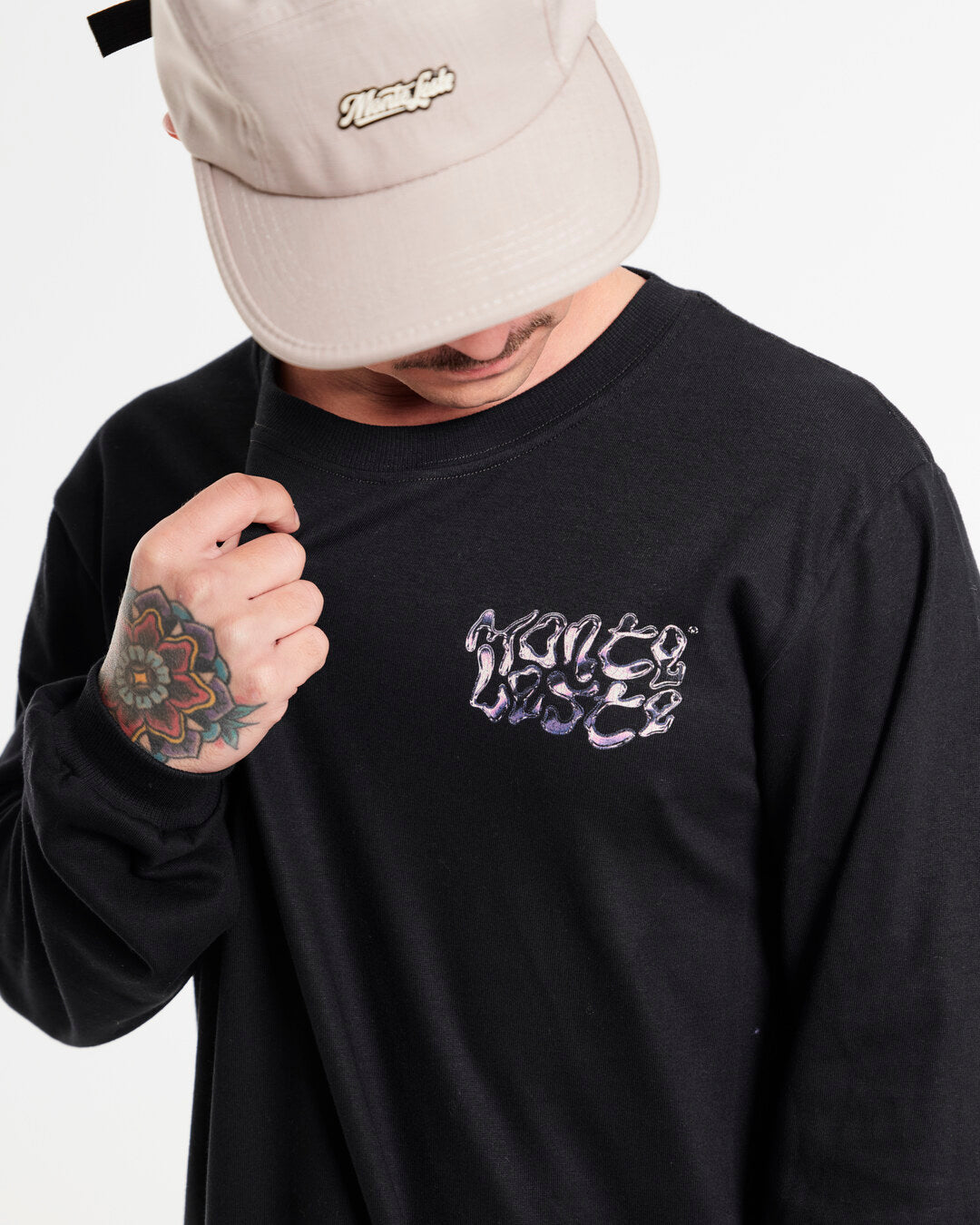 Long Sleeve Printed T-Shirt - Butterfly Black