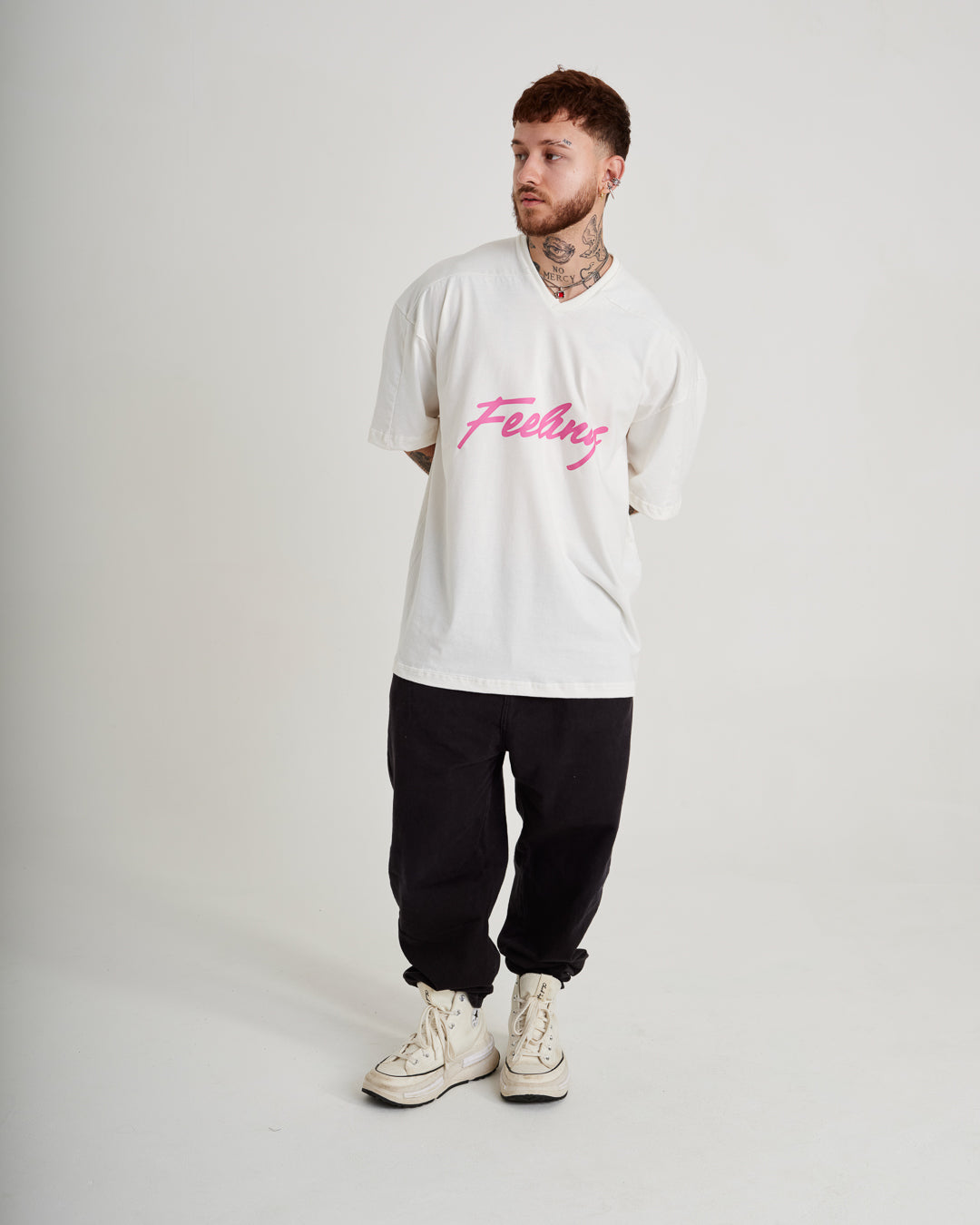 T-Shirt Jersey Oversized - Feelings Off White