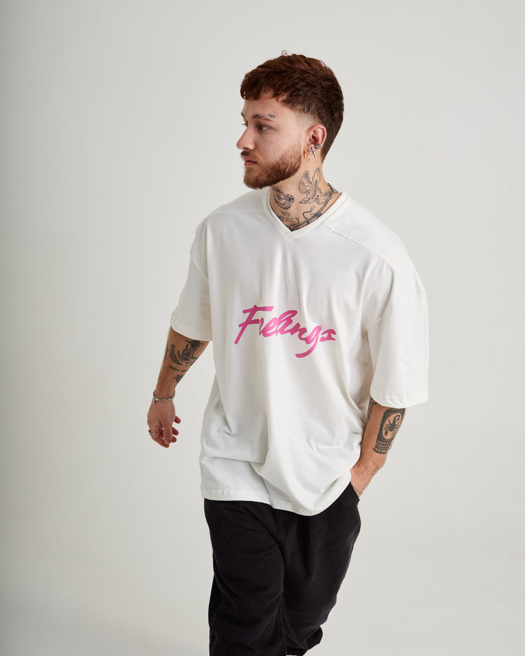 T-Shirt Jersey Oversized - Feelings Off White