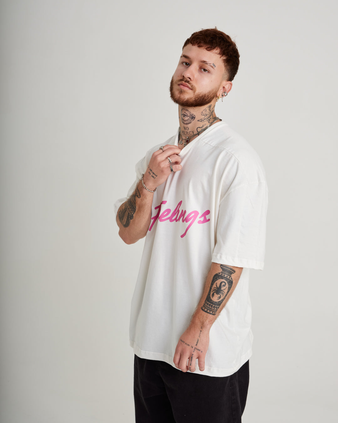 T-Shirt Jersey Oversized - Feelings Off White