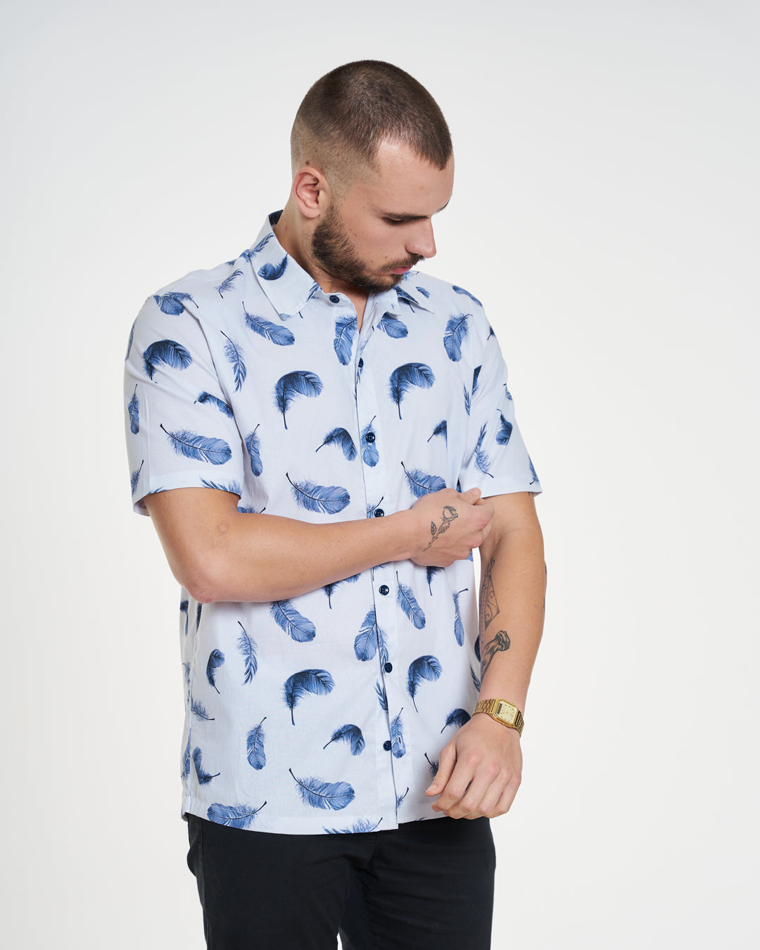 Camisa Casual Elastic Printed - Pena