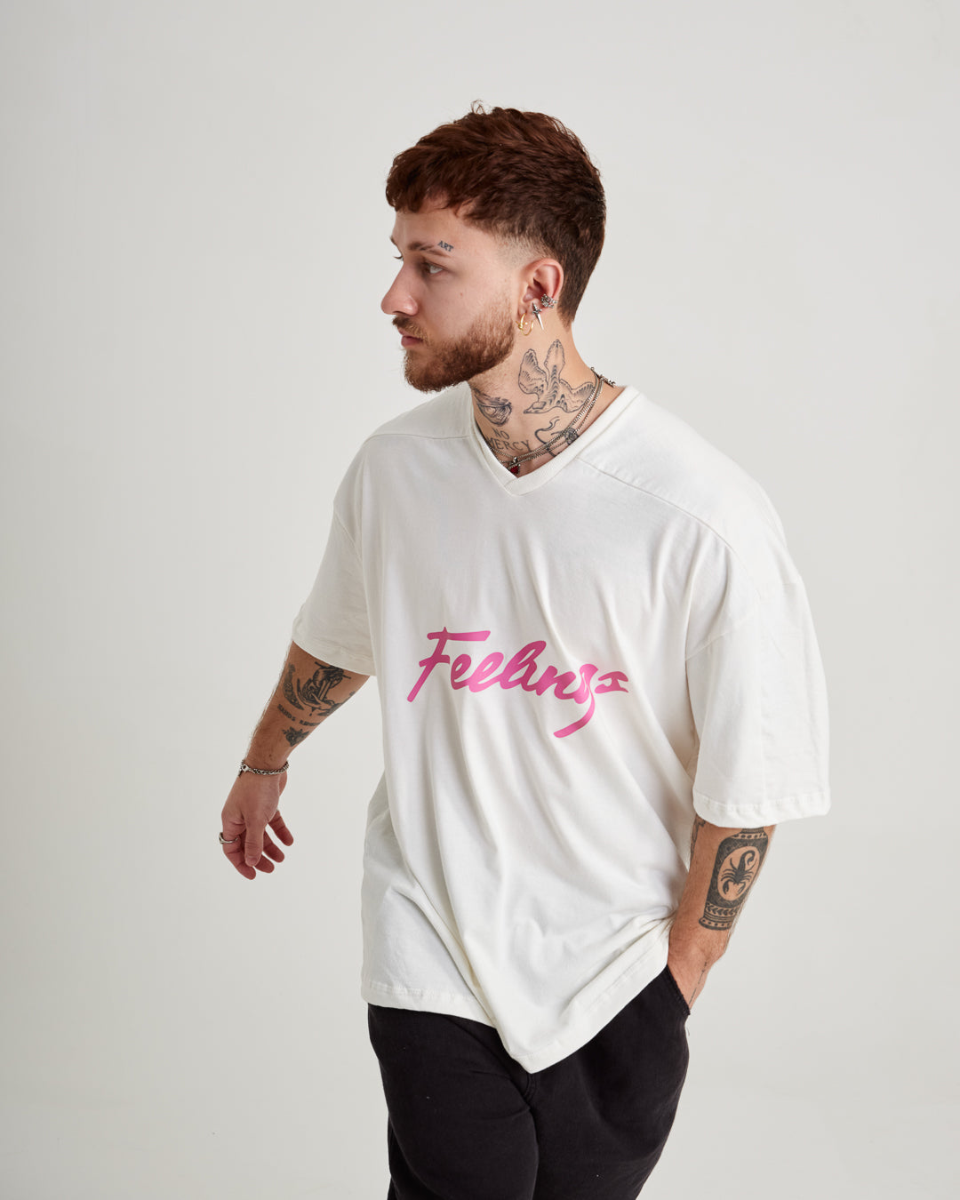 T-Shirt Jersey Oversized - Feelings Off White