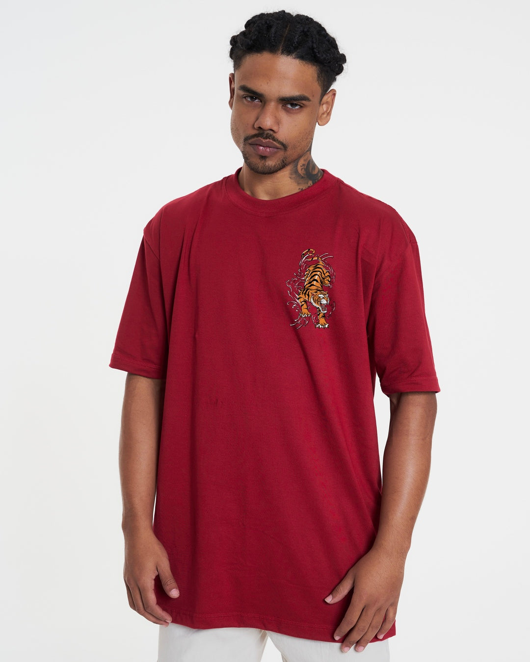 T-Shirt Oversized Printed Fight - Red Dark