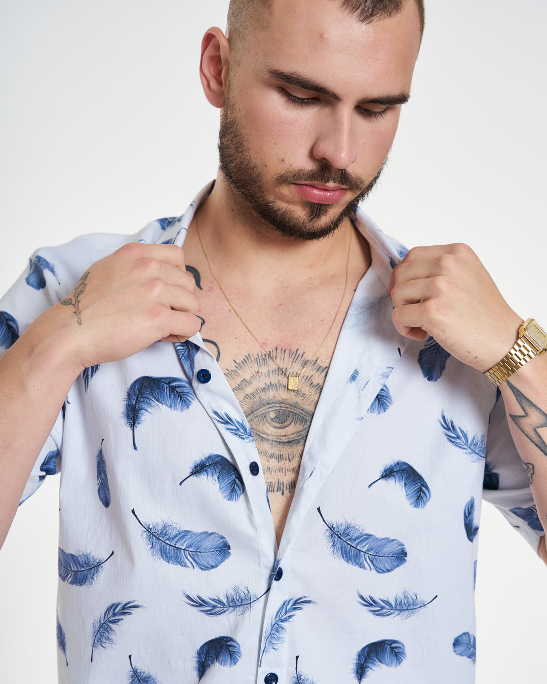 Camisa Casual Elastic Printed - Pena