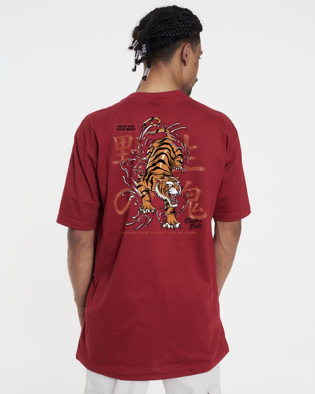 T-Shirt Oversized Printed Fight - Red Dark