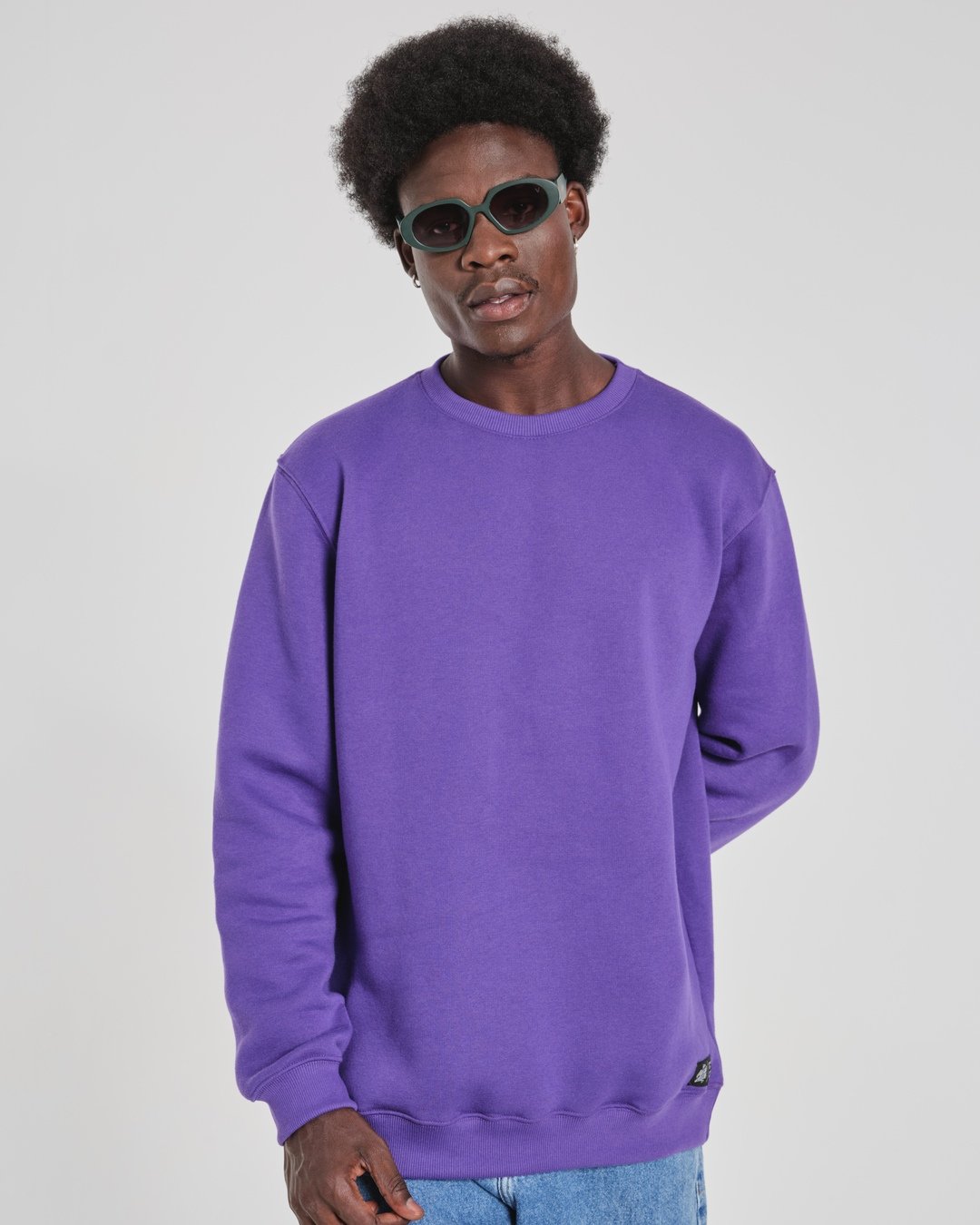 Pullover Sweatshirt Crew Neck - Purple Plain