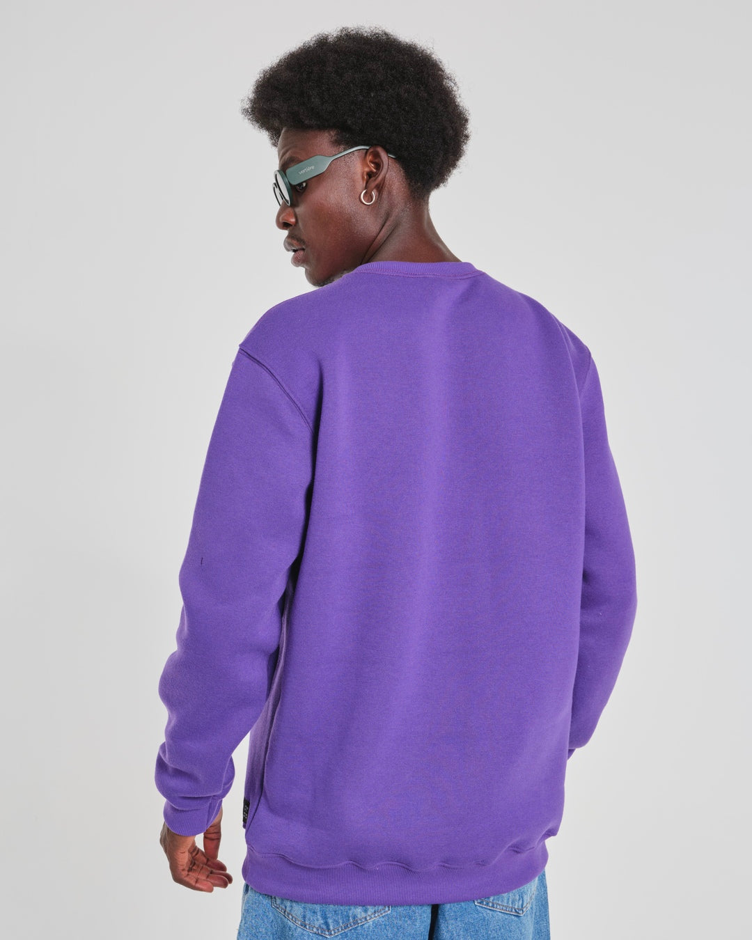 Pullover Sweatshirt Crew Neck - Purple Plain