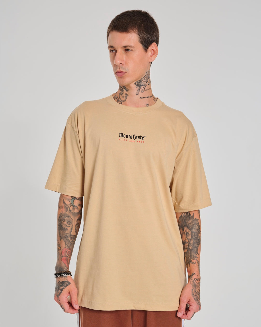 T-Shirt Oversized Printed Alive - Sand