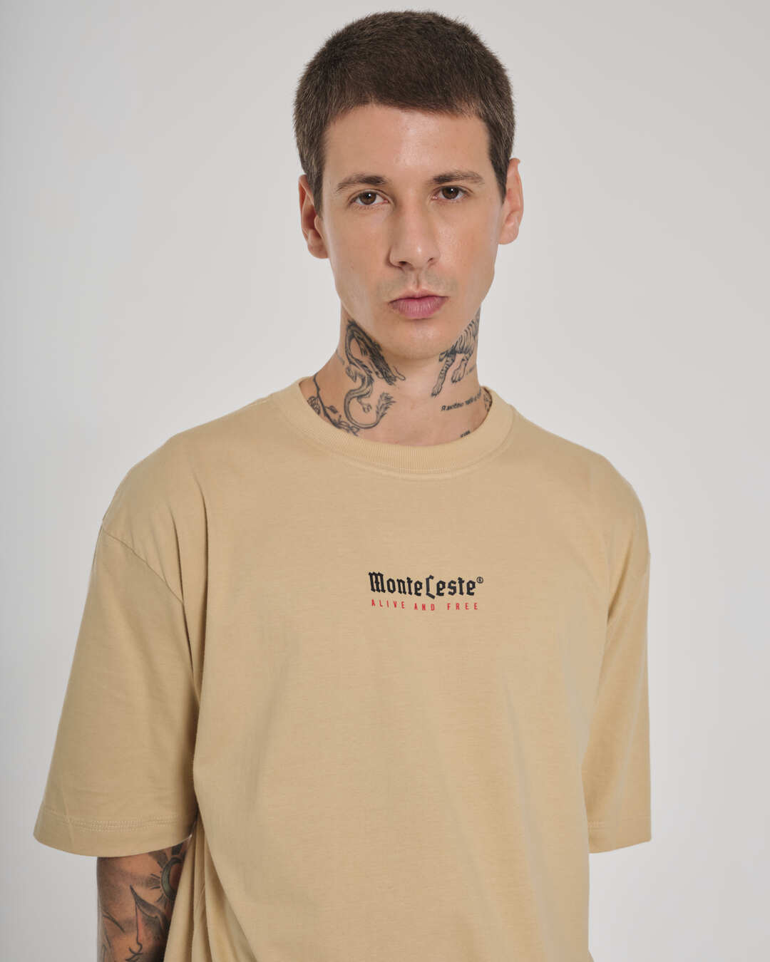 T-Shirt Oversized Printed Alive - Sand