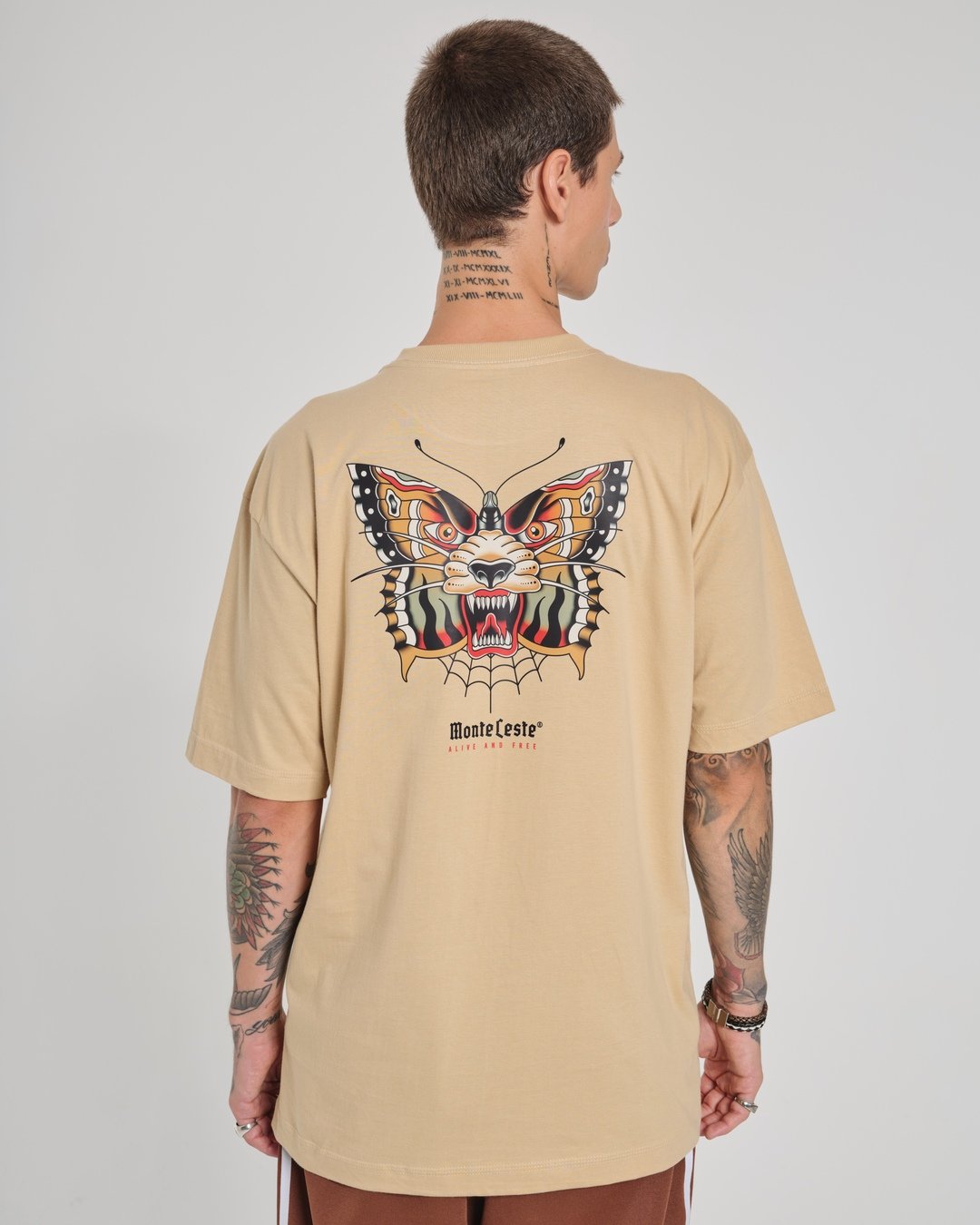 T-Shirt Oversized Printed Alive - Sand