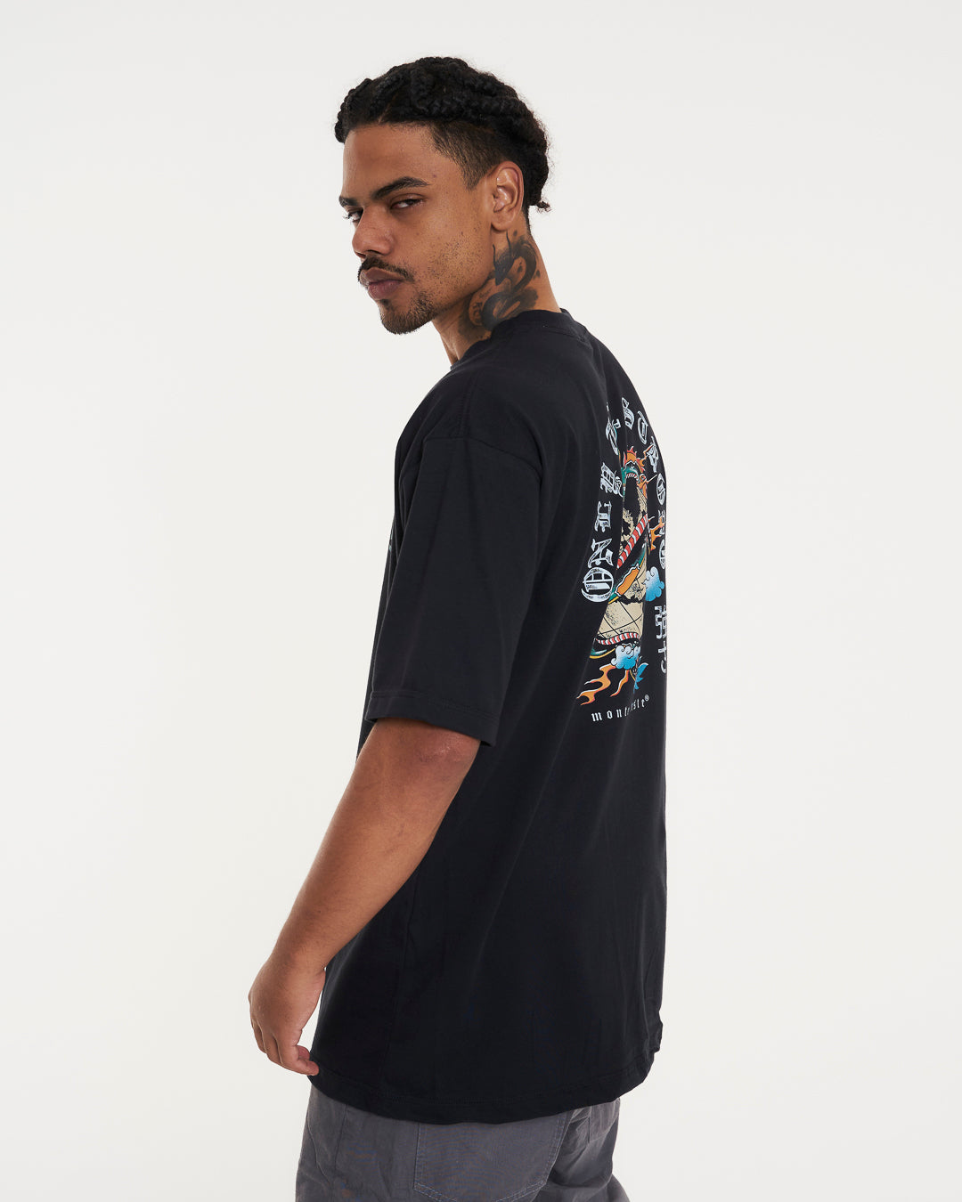 T-Shirt Oversized Printed Global - Black