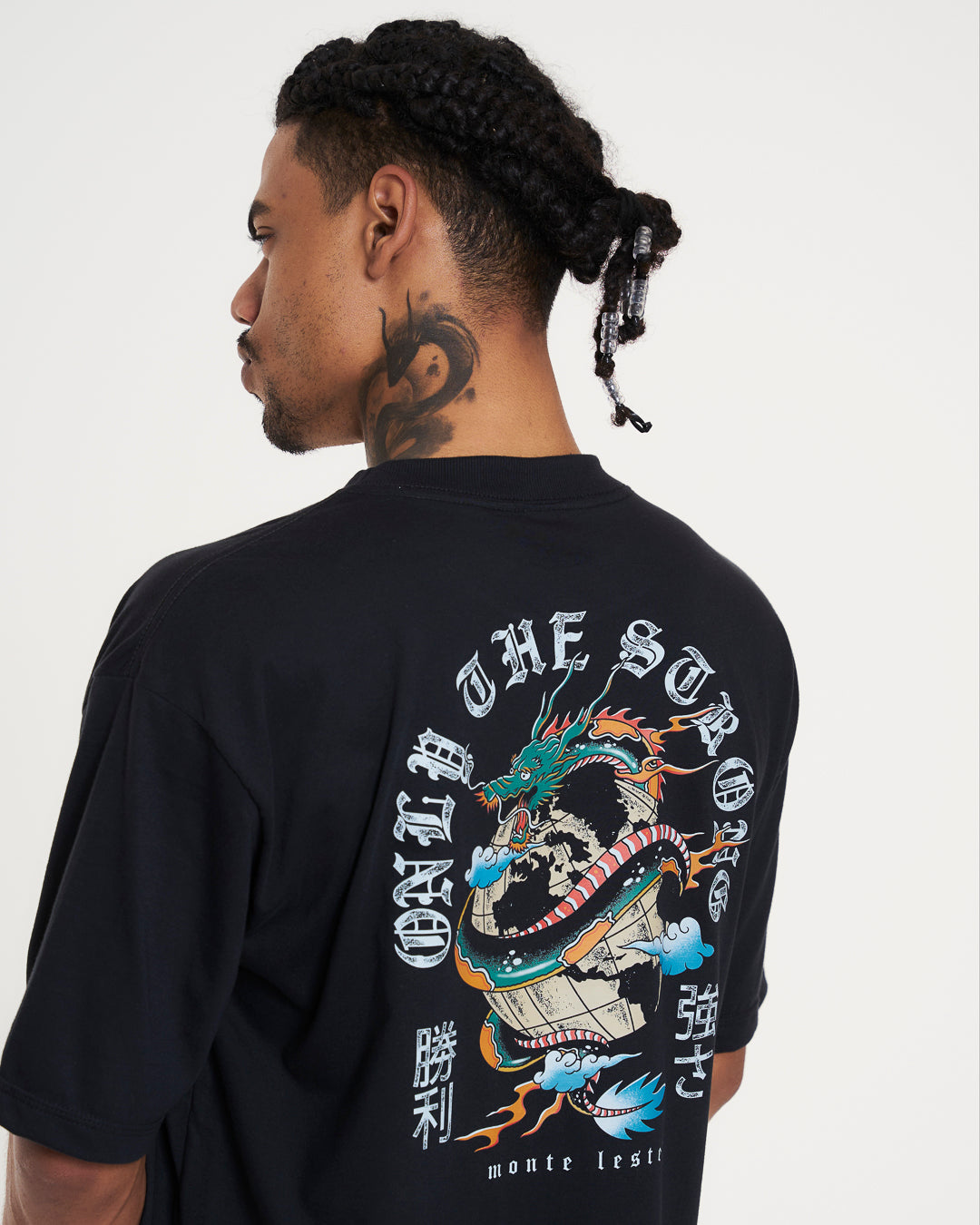 T-Shirt Oversized Printed Global - Black