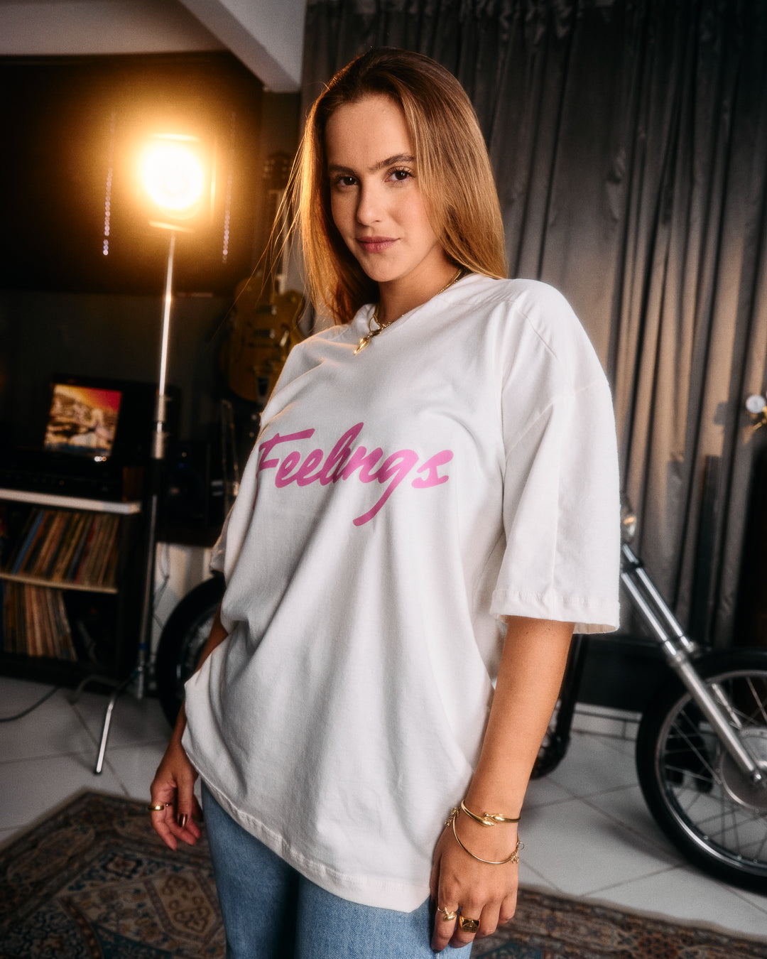 T-Shirt Jersey Oversized - Feelings Off White