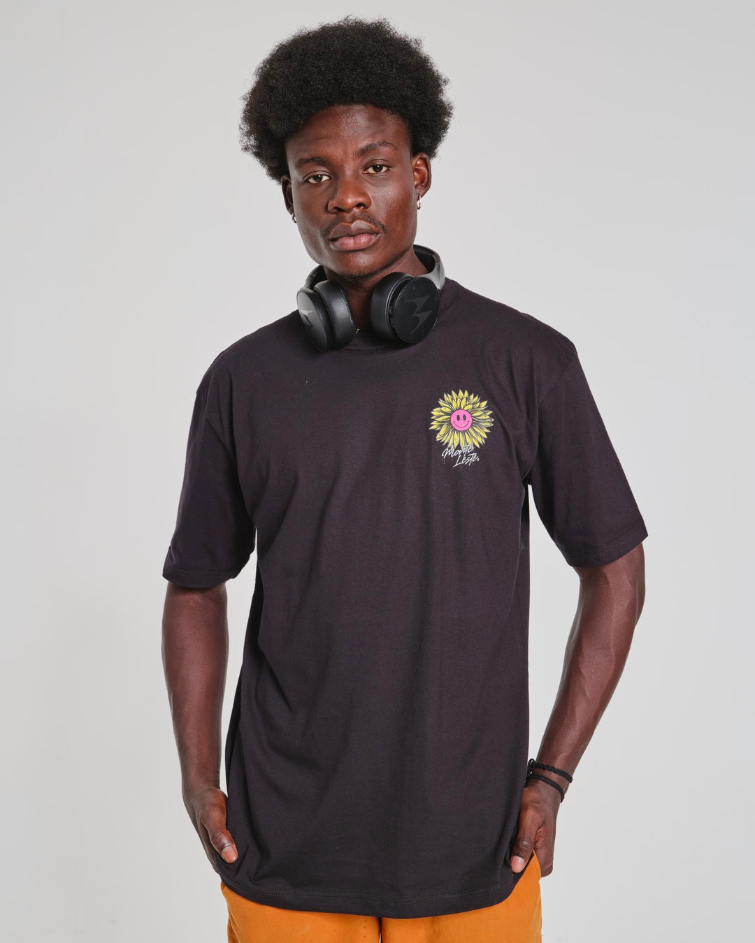 T-Shirt Oversized Printed Good Life - Black